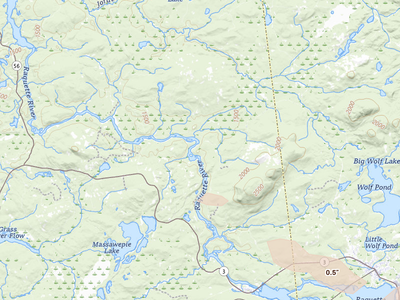 Radar-estimated hail-size map of the storm over Piercefield, NY on Jul 14, 2026
