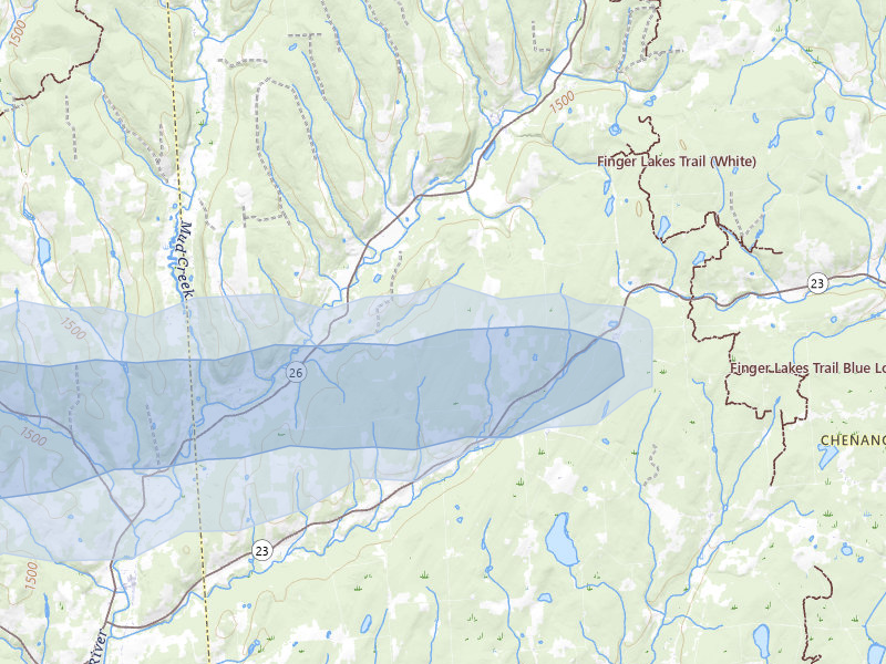 NEXRAD radar-signature map of the hail over Pitcher, NY