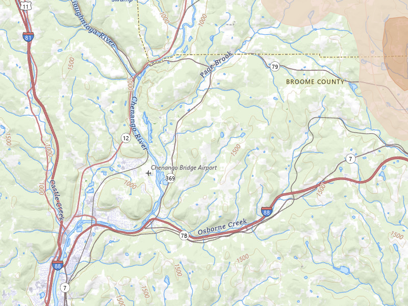 Radar-estimated hail-size map of the storm over Port Crane, NY on Jul 18, 2026
