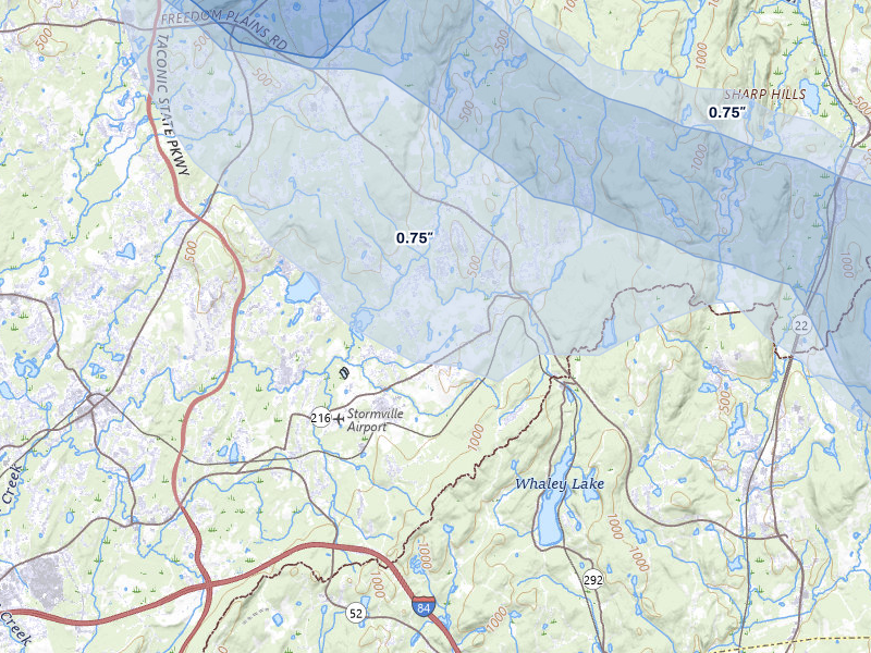 NEXRAD radar-signature map of the hail over Poughquag, NY