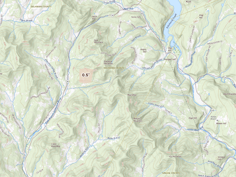 Radar-estimated hail-size map of the storm over Prattsville, NY