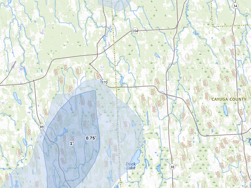 NEXRAD radar-signature map of the hail storm over Red Creek, NY on May 13, 2026