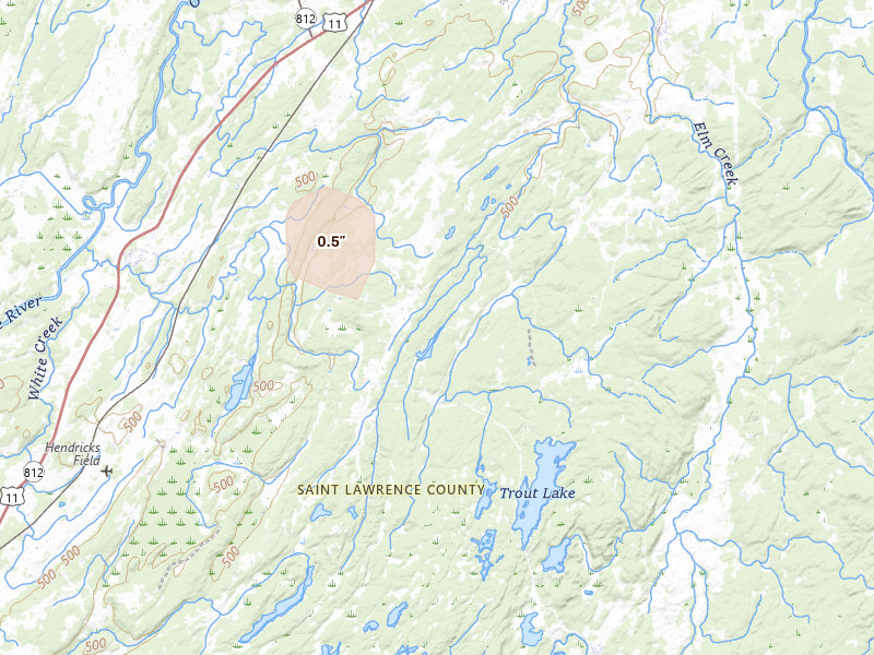 Radar-estimated hail-size map of the storm over Richville, NY