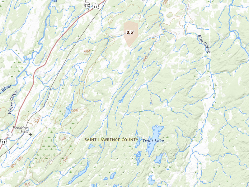 Radar-estimated hail-size map of the storm over Richville, NY