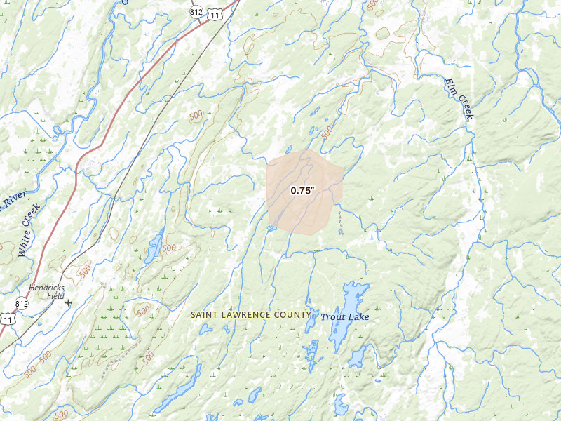 Radar-estimated hail-size map of the storm over Richville, NY