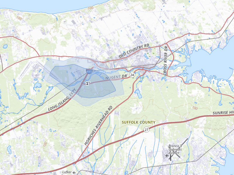 NEXRAD radar-signature map of the hail over Riverhead, NY