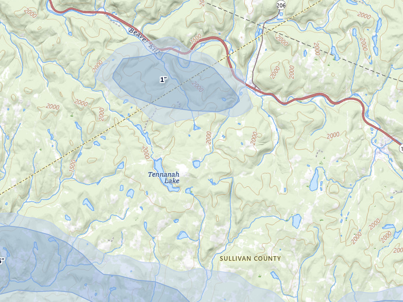NEXRAD radar-signature map of the hail storm over Roscoe, NY on Jun 6, 2026
