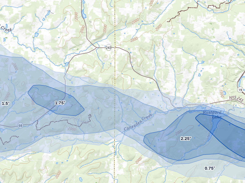 NEXRAD radar-signature map of the hail storm over Rushford, NY on Mar 31, 2026