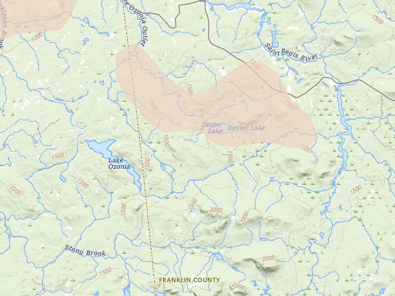 Radar-estimated hail-size map of the storm over Saint Regis Falls, NY on Aug 10, 2026