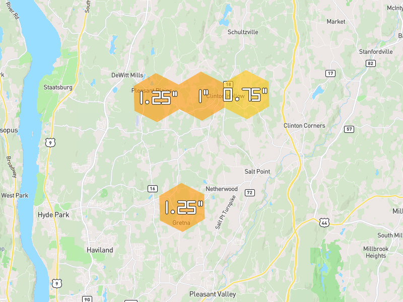 Hail map of Salt Point, NY on Jul 28, 2026, hail up to 1.25"