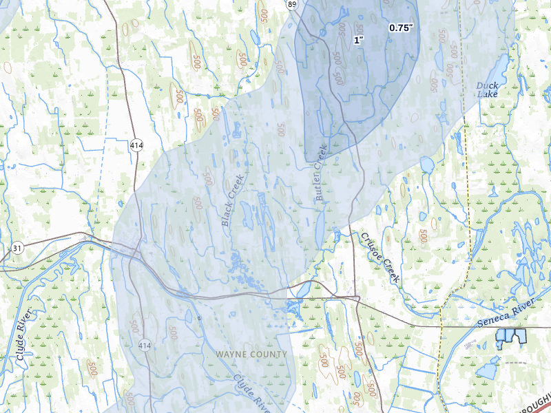 NEXRAD radar-signature map of the hail storm over Savannah, NY on May 13, 2026