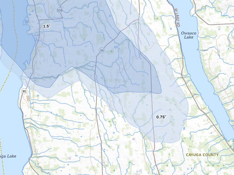 NEXRAD radar-signature map of the hail storm over Scipio Center, NY on Jun 30, 2026