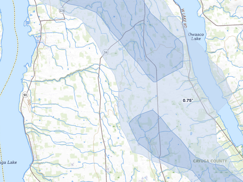 NEXRAD radar-signature map of the hail storm over Scipio Center, NY on Jul 3, 2026