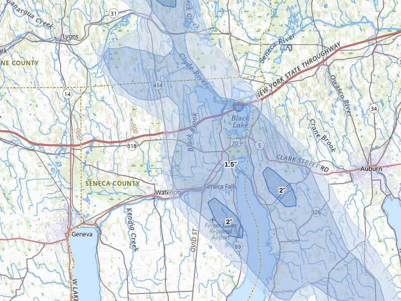 NEXRAD radar-signature map of the hail storm over Seneca Falls, NY on Jun 30, 2026