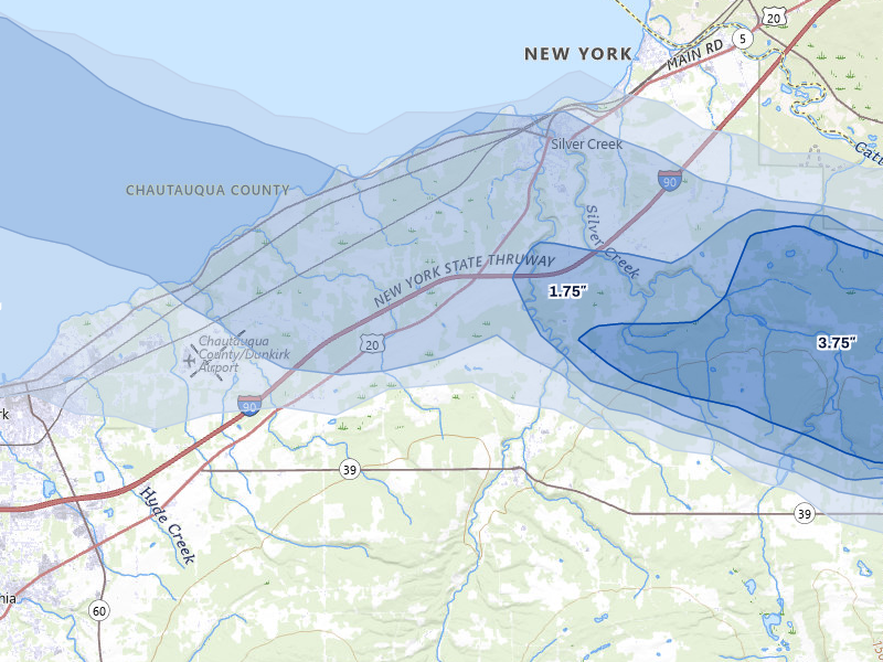 NEXRAD radar-signature map of the hail storm over Silver Creek, NY on Mar 31, 2026