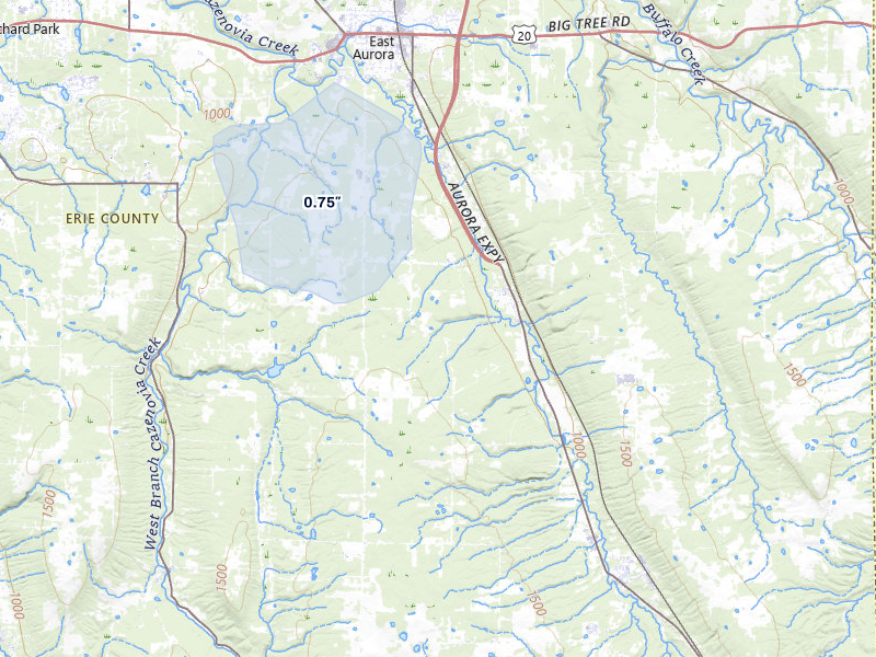 NEXRAD radar-signature map of the hail over South Wales, NY