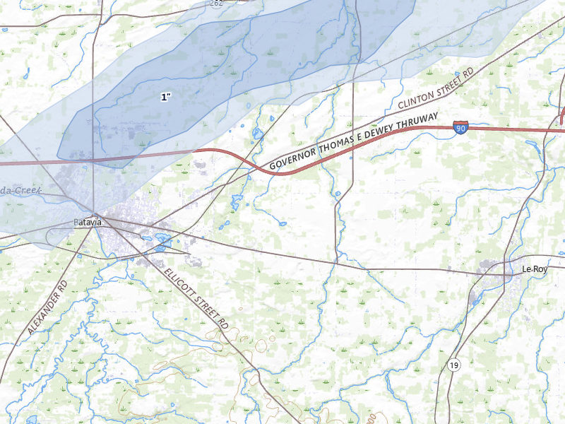 NEXRAD radar-signature map of the hail over Stafford, NY