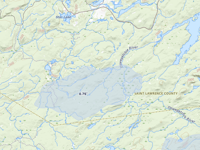 NEXRAD radar-signature map of the hail storm over Star Lake, NY on Jun 30, 2026