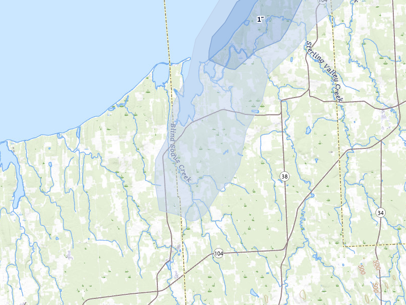 NEXRAD radar-signature map of the hail storm over Sterling, NY on May 13, 2026