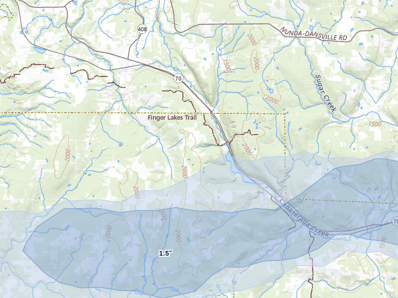 NEXRAD radar-signature map of the hail storm over Swain, NY on Mar 31, 2026