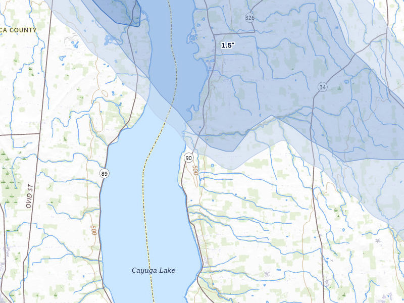 NEXRAD radar-signature map of the hail over Union Springs, NY
