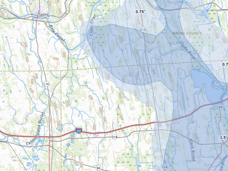 NEXRAD radar-signature map of the hail storm over Waterloo, NY on Jun 30, 2026
