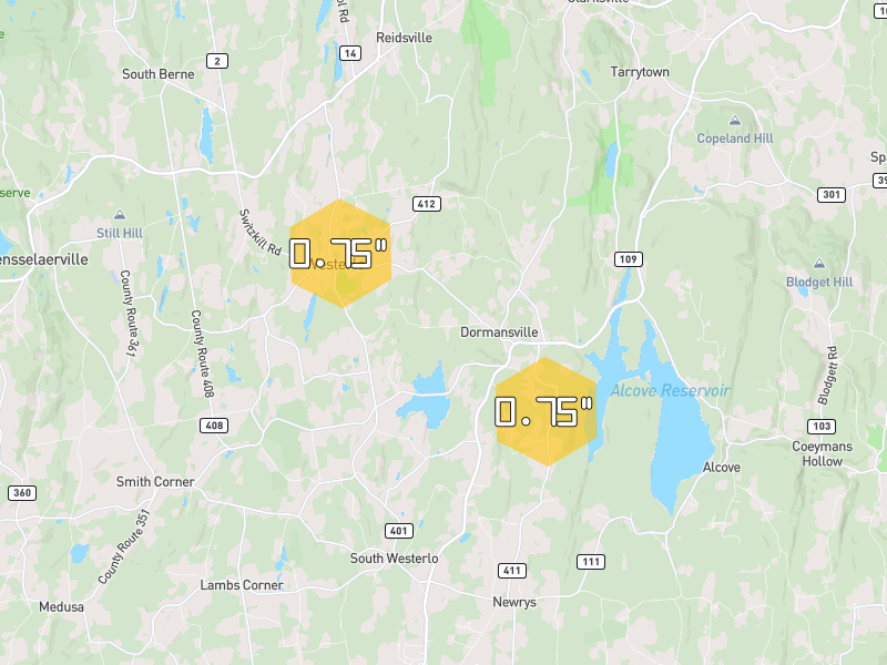 Hail map of Westerlo, NY on Jul 3, 2026, hail up to 0.75"