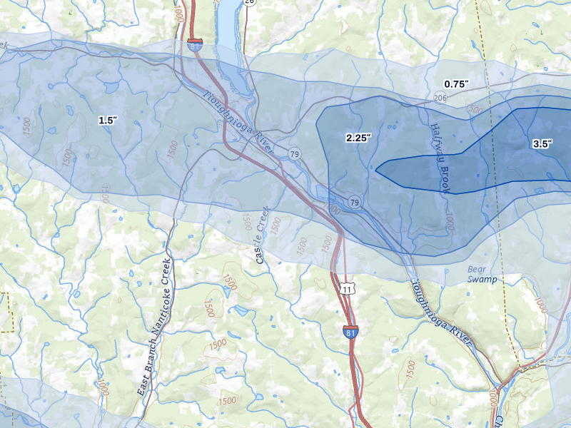 NEXRAD radar-signature map of the hail over Whitney Point, NY