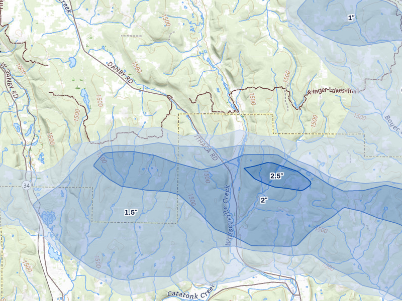 NEXRAD radar-signature map of the hail over Willseyville, NY