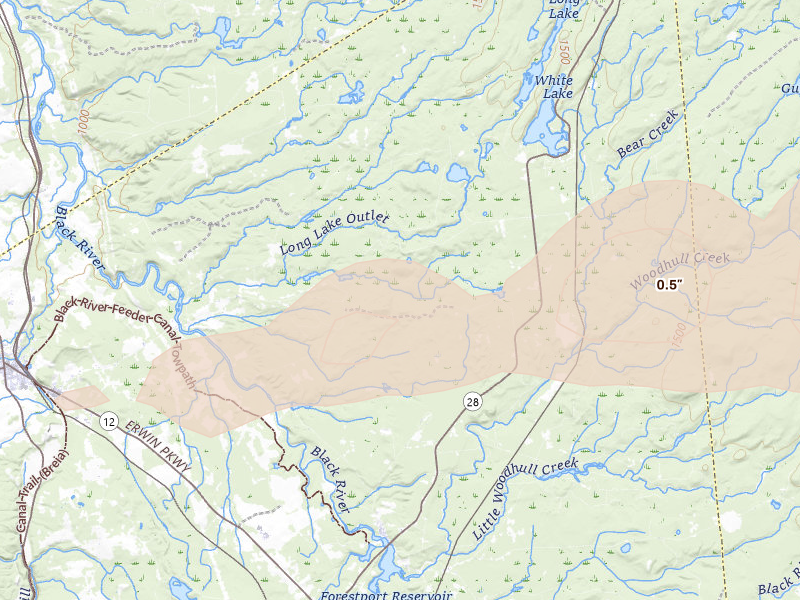 Radar-estimated hail-size map of the storm over Woodgate, NY