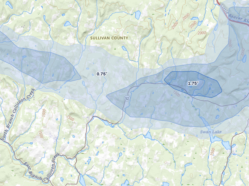 NEXRAD radar-signature map of the hail storm over Youngsville, NY on Jun 6, 2026