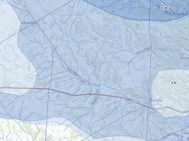 NEXRAD radar-signature map of the hail storm over Alexandria, OH on Mar 22, 2026