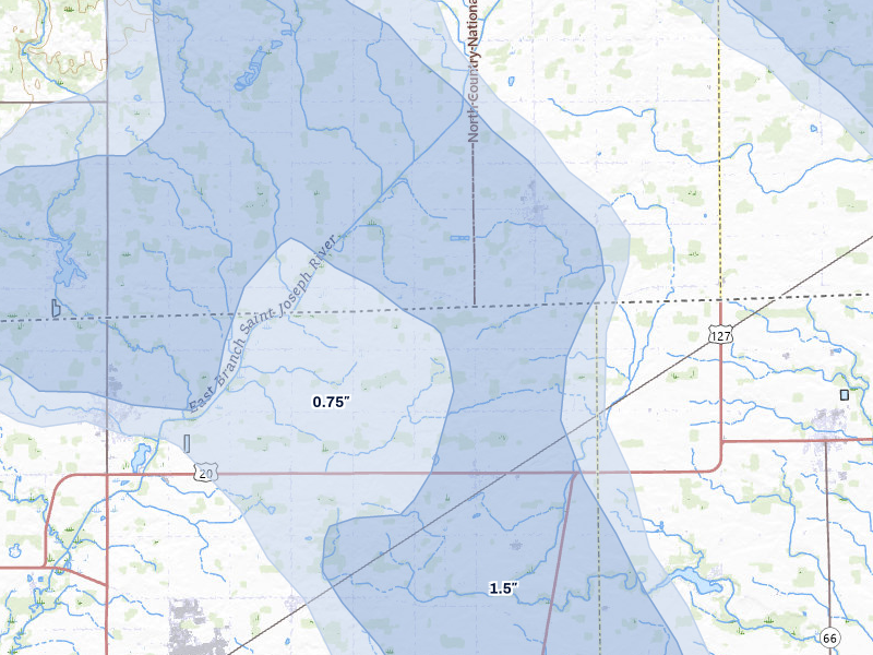 NEXRAD radar-signature map of the hail storm over Alvordton, OH on Apr 22, 2026