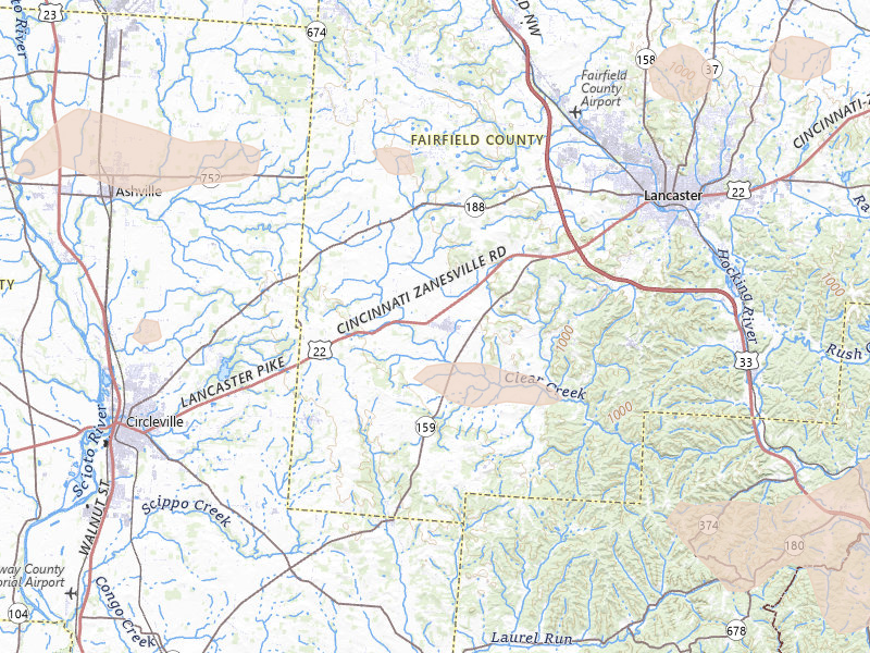 Radar-estimated hail-size map of the storm over Amanda, OH on Jul 21, 2026