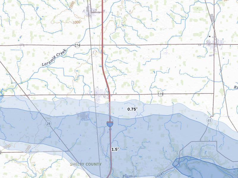 NEXRAD radar-signature map of the hail storm over Anna, OH on Mar 22, 2026