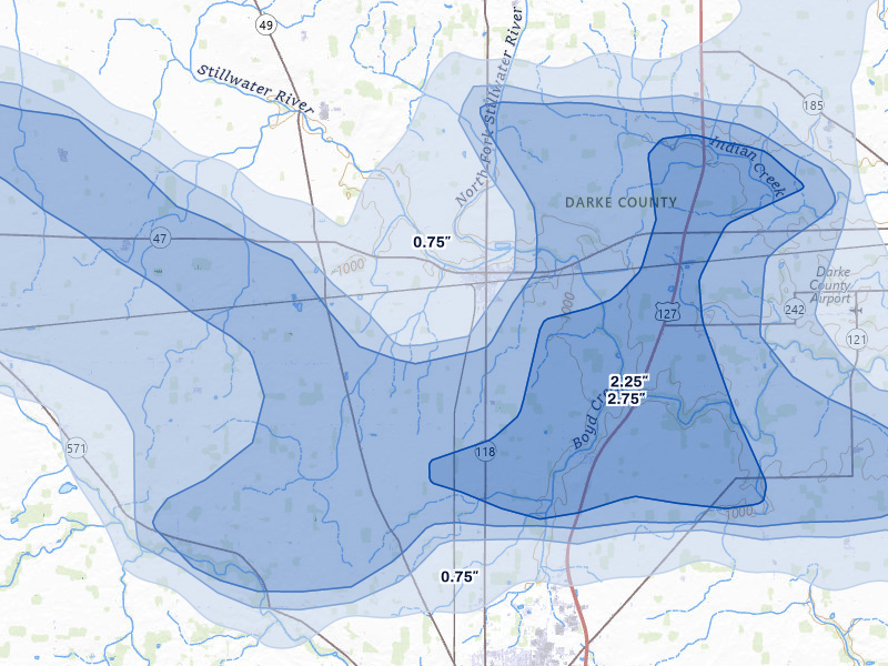 NEXRAD radar-signature map of the hail storm over Ansonia, OH on Mar 22, 2026