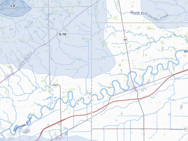 NEXRAD radar-signature map of the hail storm over Antwerp, OH on Mar 31, 2026