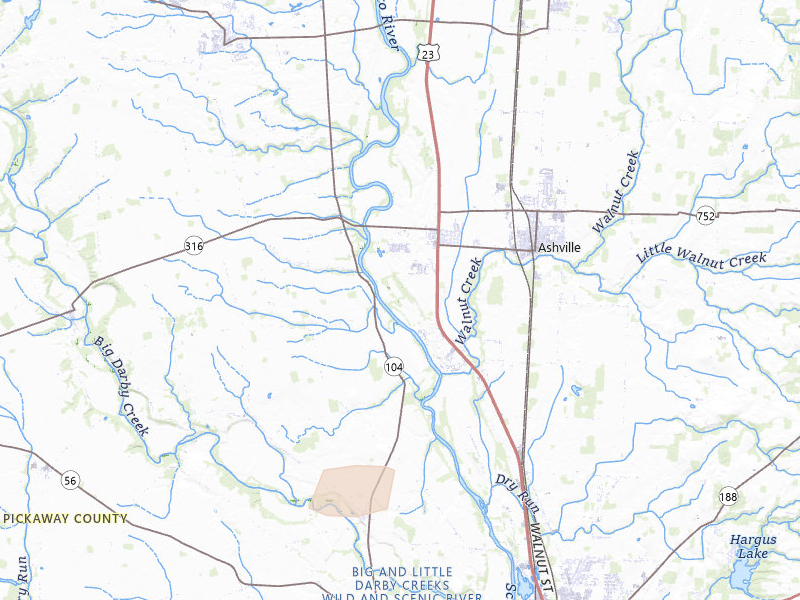 Radar-estimated hail-size map of the storm over Ashville, OH on Mar 22, 2026