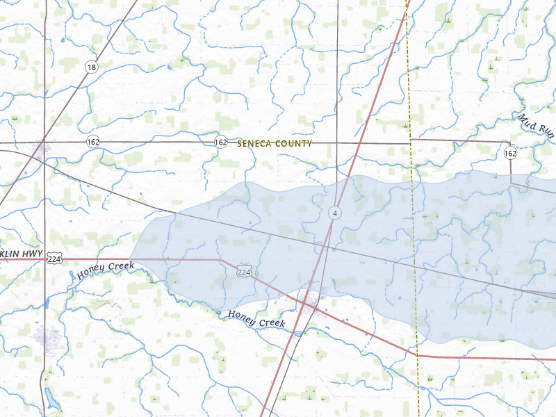 NEXRAD radar-signature map of the hail storm over Attica, OH on Mar 22, 2026