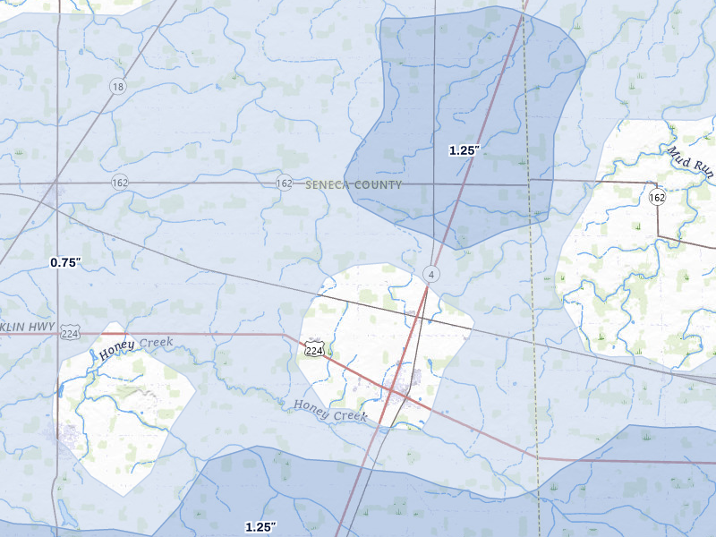 NEXRAD radar-signature map of the hail storm over Attica, OH on Mar 31, 2026