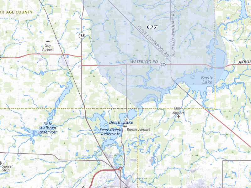 NEXRAD radar-signature map of the hail storm over Atwater, OH on May 13, 2026