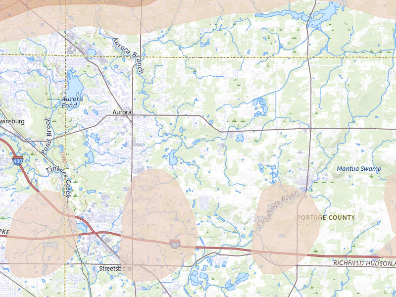 Radar-estimated hail-size map of the storm over Aurora, OH