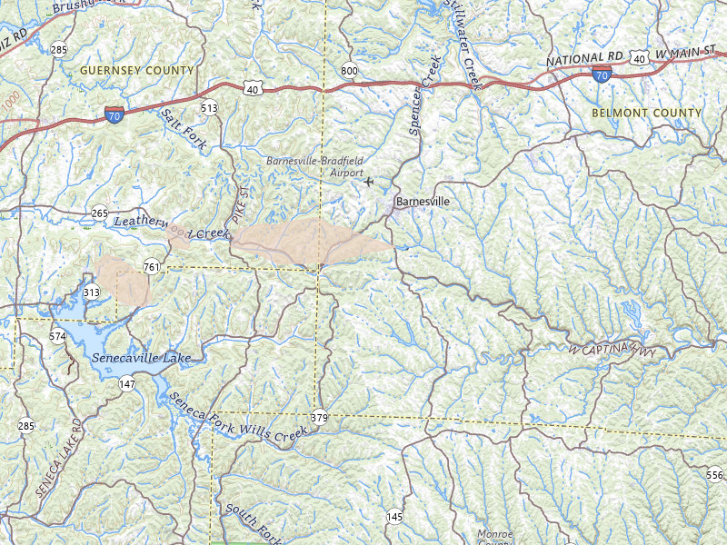 Radar-estimated hail-size map of the storm over Barnesville, OH on Jul 21, 2026