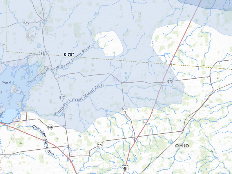 NEXRAD radar-signature map of the hail storm over Belle Center, OH on Mar 22, 2026