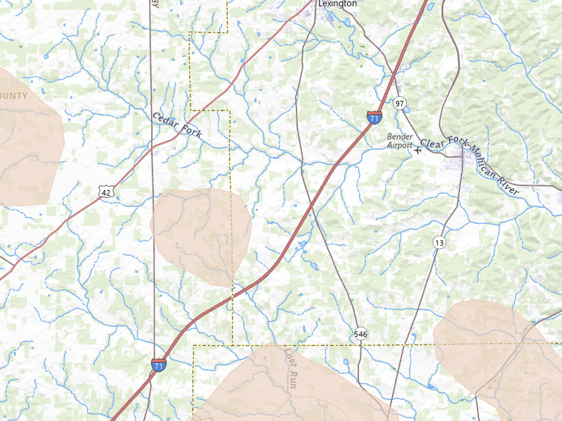 Radar-estimated hail-size map of the storm over Bellville, OH on Mar 26, 2026