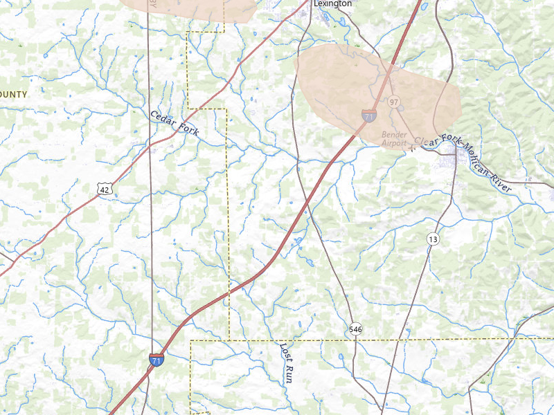 Radar-estimated hail-size map of the storm over Bellville, OH on Jul 18, 2026