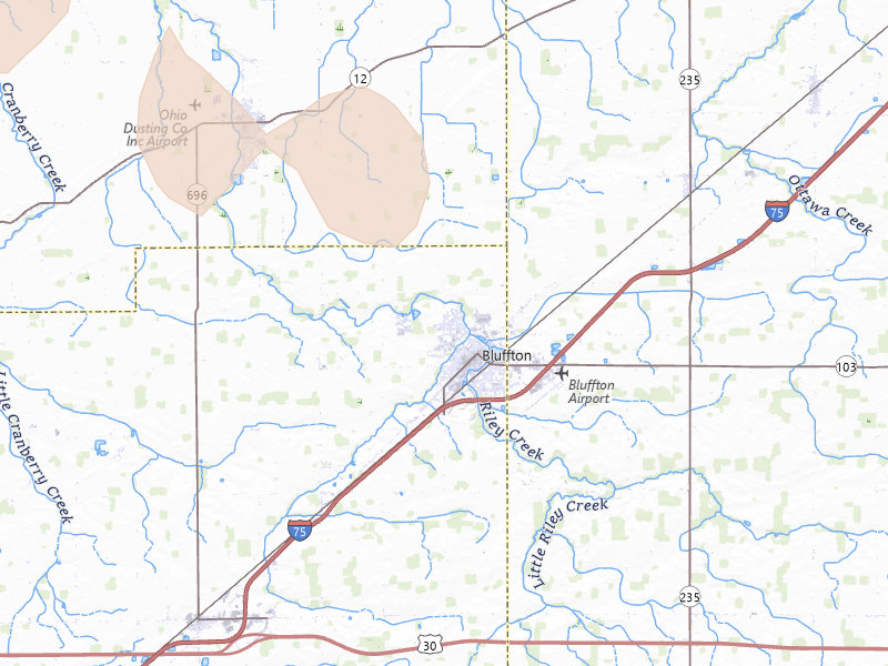 Radar-estimated hail-size map of the storm over Bluffton, OH