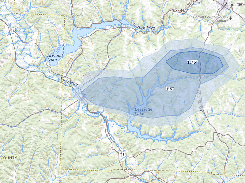 NEXRAD radar-signature map of the hail storm over Bowerston, OH on Mar 7, 2026