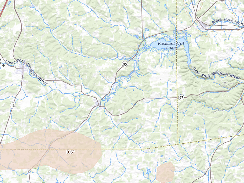 Radar-estimated hail-size map of the storm over Butler, OH on Apr 3, 2026