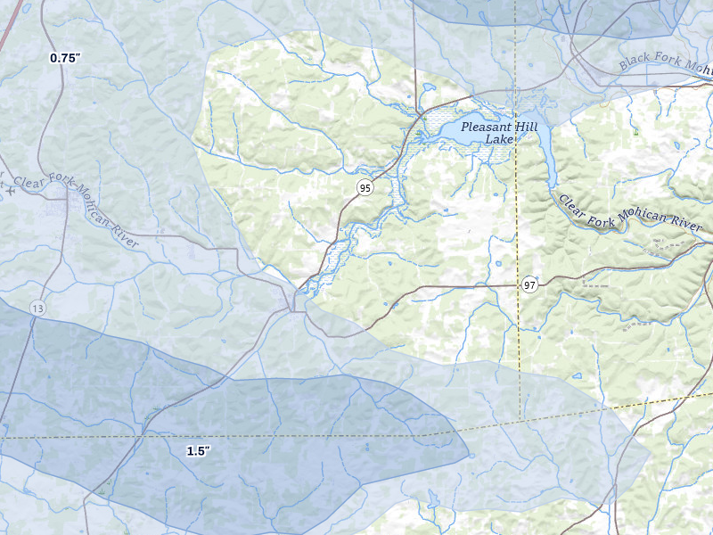 NEXRAD radar-signature map of the hail over Butler, OH